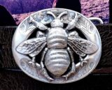 Large Honey Bee Buckle in Silver Plate