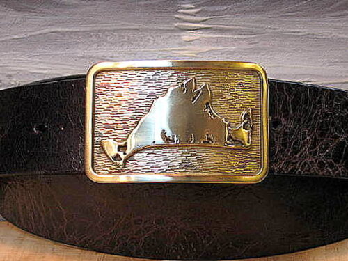 Martha's Vineyard Leather Belt on Brown Vintage Glazed with Solid Brass Buckle