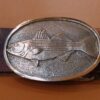 Striped Bass Buckle in Solid Brass Oval with Border