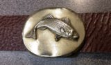 Striped Bass Buckle in Solid Brass Oval Plain no Border