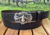 Small Honey Bee Buckle in Silver Plate on Stone Distressed Leather