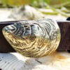 Wellfleet Oyster Leather Belt in Solid Brass