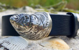 Wellfleet Oyster Leather Belt in White Bronze Silver