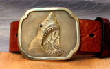 Jaws Shark Leather Belt on Tan Aztec with Solid Brass Buckle