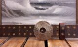 Hammered Wheel Leather Rivet Belt in Brown Distressed with Red Bronze Buckle
