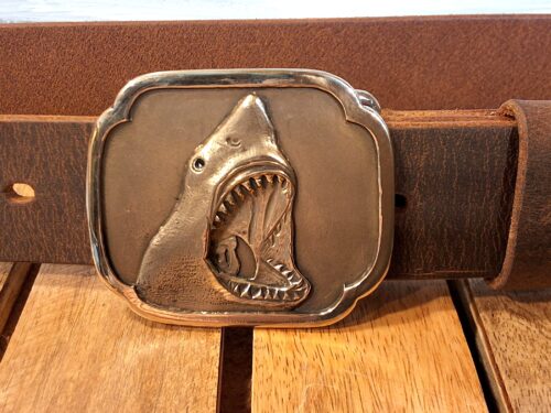 Jaws Shark Buckle in Red Bronze