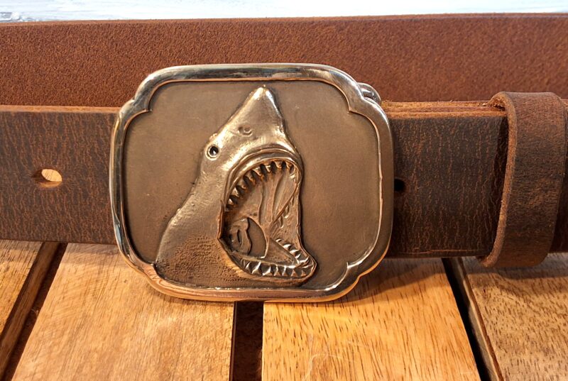 Jaws Shark Buckle in Red Bronze