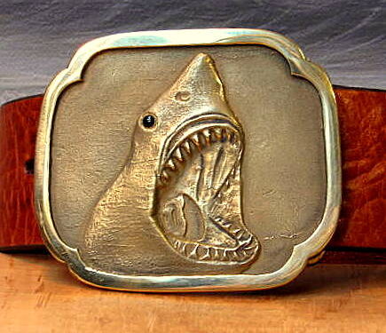 Jaws Shark Buckle in Solid Brass