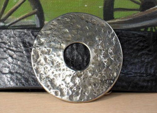 Hammered Wheel Leather Fashion Buckle White Bronze Silver