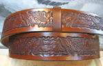 Eagle Embossed Leather Belt in 1-1/2" Tan Antique Finish
