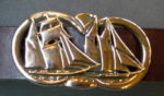 Vineyard Schooner Leather Sailing Buckle in Solid Brass