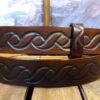 Rope Embossed Leather Belt in Medium Brown Antique Finish