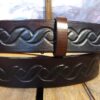 Rope Embossed Leather Belt in Dark Mahogany Antique Finish