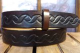 Rope Embossed Leather Belt in 1-1/2" Dark Mahogany Antique Finish
