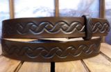 Rope Embossed Leather Belt in 1-1/2" Dark Brown Antique Finish