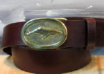Humpback Whale Leather Belt in Solid Brass