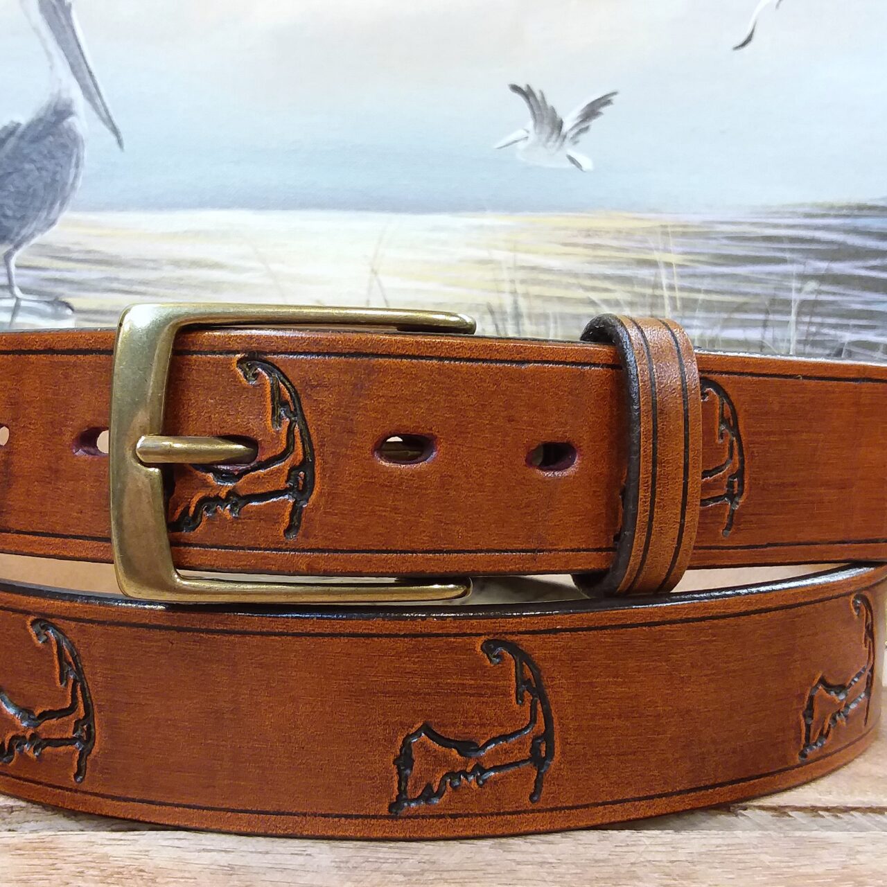 Cape Cod Embossed Leather Belt Cellar Leather