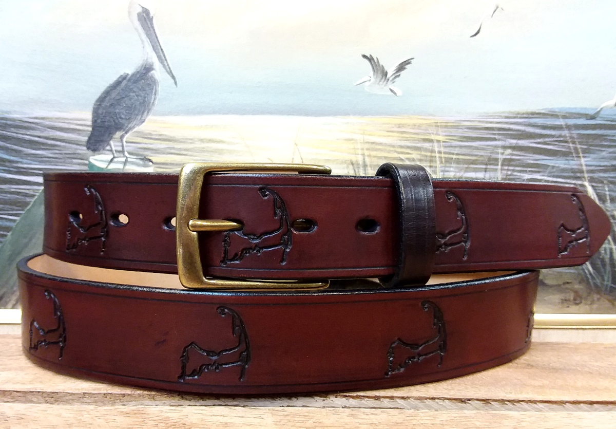 Brown Leather Belt With Antique Silver Buckle por 4MLeatherDesign