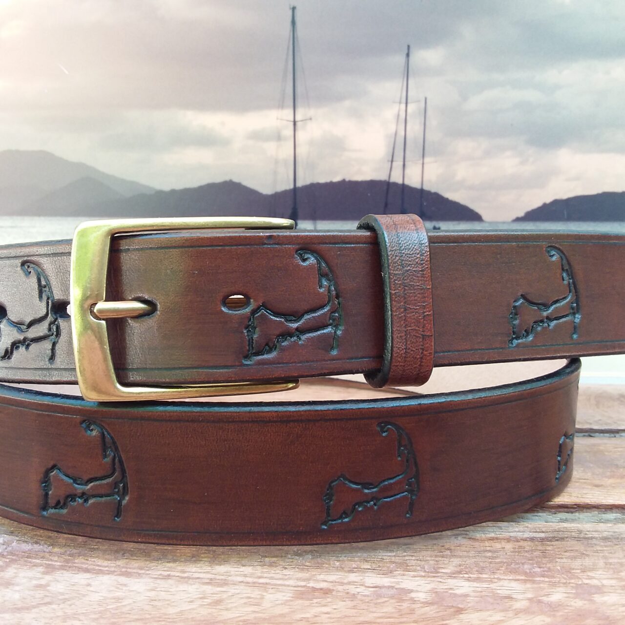 Cape Cod Embossed Leather Belt Cellar Leather