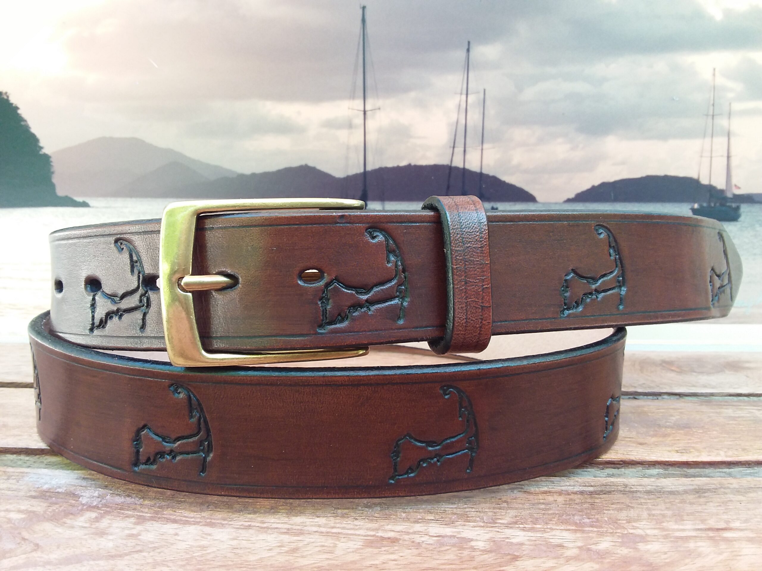 Cape Cod Embossed Leather Belt Cellar Leather