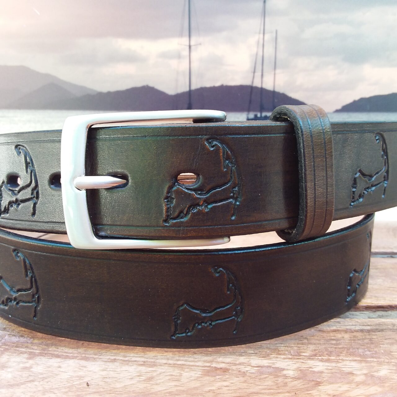 Cape Cod Embossed Leather Belt Cellar Leather