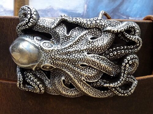 Sea Kraken Octopus Buckle in Antique Silver