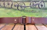 Single Ring Leather Cinch Belt in 1-1/2" Tan Oiled with Antique Brass Ring