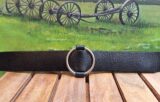 #2 Loop Style Single O Ring Leather Belt on 1-3/4" Black Aztec with Nickle Matte O Ring