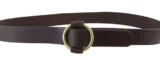 Single O Ring Leather Belt # 2 Style in Dark Brown with Solid Brass O Ring