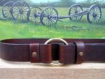 Single Ring Leather Cinch Belt in 1-1/2" Brown Oiled with Natural Brass Ring