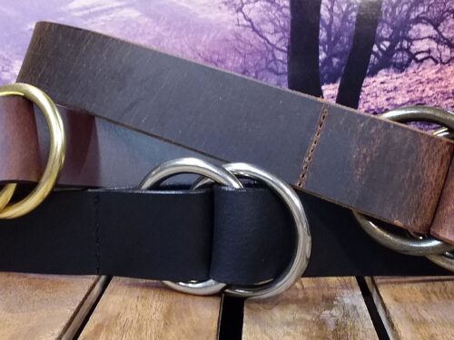 Double Ring O Leather Cinch Belt