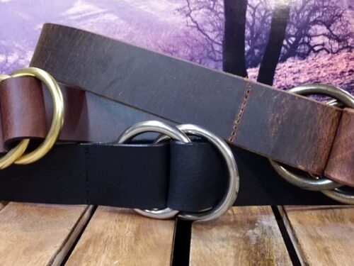 Double O Ring Leather Cinch Belts / Brown Oiled, Natural Brass / Black Oiled, Nickle Matte / Brown Distressed, Antique Brass