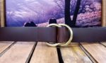 Double O Ring Leather Cinch Belt in Brown Oiled with Natural Brass Rings