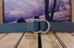 Double O Ring Leather Cinch Belt in Black Oiled with Nickel Plate Rings