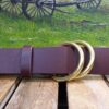 Double Ring Leather Cinch Belt in Burgundy