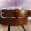 Sloop John B Leather Sailing Belt in Tan Antique Finish with Natural Brass