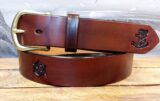 Sea Captain Leather Sailing Belt in Mahogany Antique Finish with 1-1/2" Natural Brass Buckle