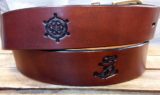 Sea Captains Leather Sailing Belt in 1-1/2" Mahogany Antique Finish Back View
