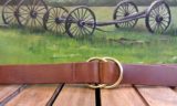 Double O Ring Leather Cinch Belt in Tan Oiled with 1-1/4" Natural Brass Rings