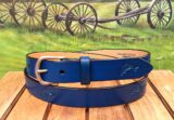 Flipper Dolphin Leather Belt in Evening Blue Antique Hand Dye with Nickel Silver Buckle