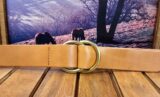 Double O Ring Leather Cinch Belt in Italian Natural Vachetta with Natural Brass 1-1/2" Rings