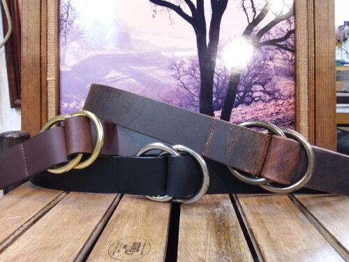 Double O Ring Leather Cinch Belts