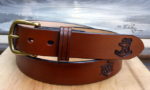 Sea Captain Leather Sailing Belt in Dark Tan Antique Finish with 1-1/4" Natural Brass