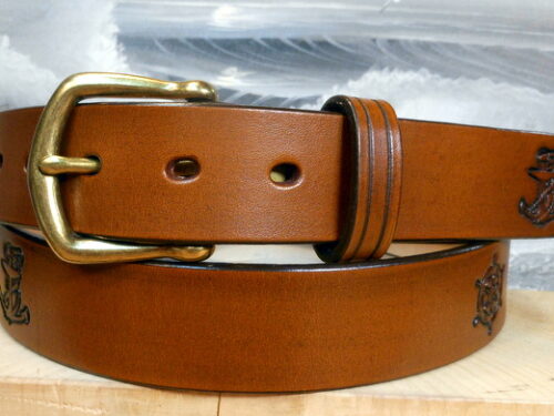 Sea Captain Leather Sailing Belt in Tan Antique Finish with 1-1/4" Natural Brass Buckle