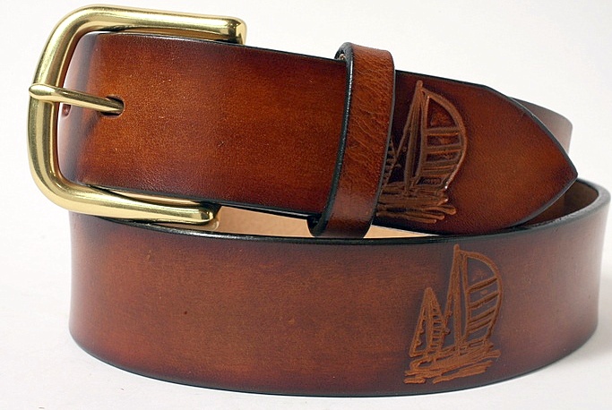 Set Sail Leather Sailing Belt in Tan Antique Hand Dye and Natural Brass