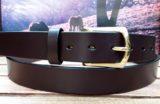 English Bridle Dress Belt in Choco with 1-1/4" Polished Brass Buckle