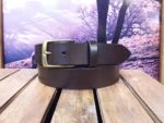 English Bridle Casual Leather Belt in 1-3/8" Havana Brown with Antique Brass Buckle