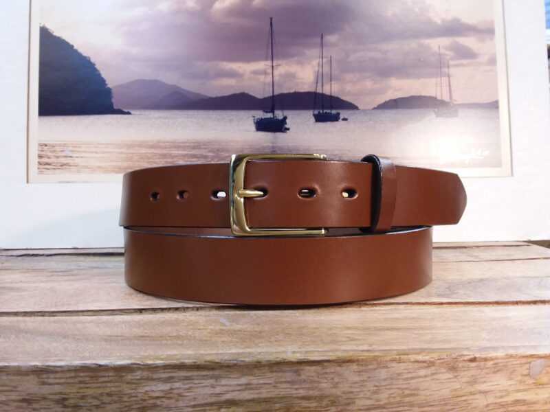 English Bridle Casual Leather Belt in Conker Tan