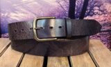 Water Buffalo Brown Vintage Glazed Leather Belt with 1-3/4" Antique Brass Buckle