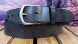 Denim Vintage Glazed Leather Belt with 1-1/2" Nickel Matte Buckle